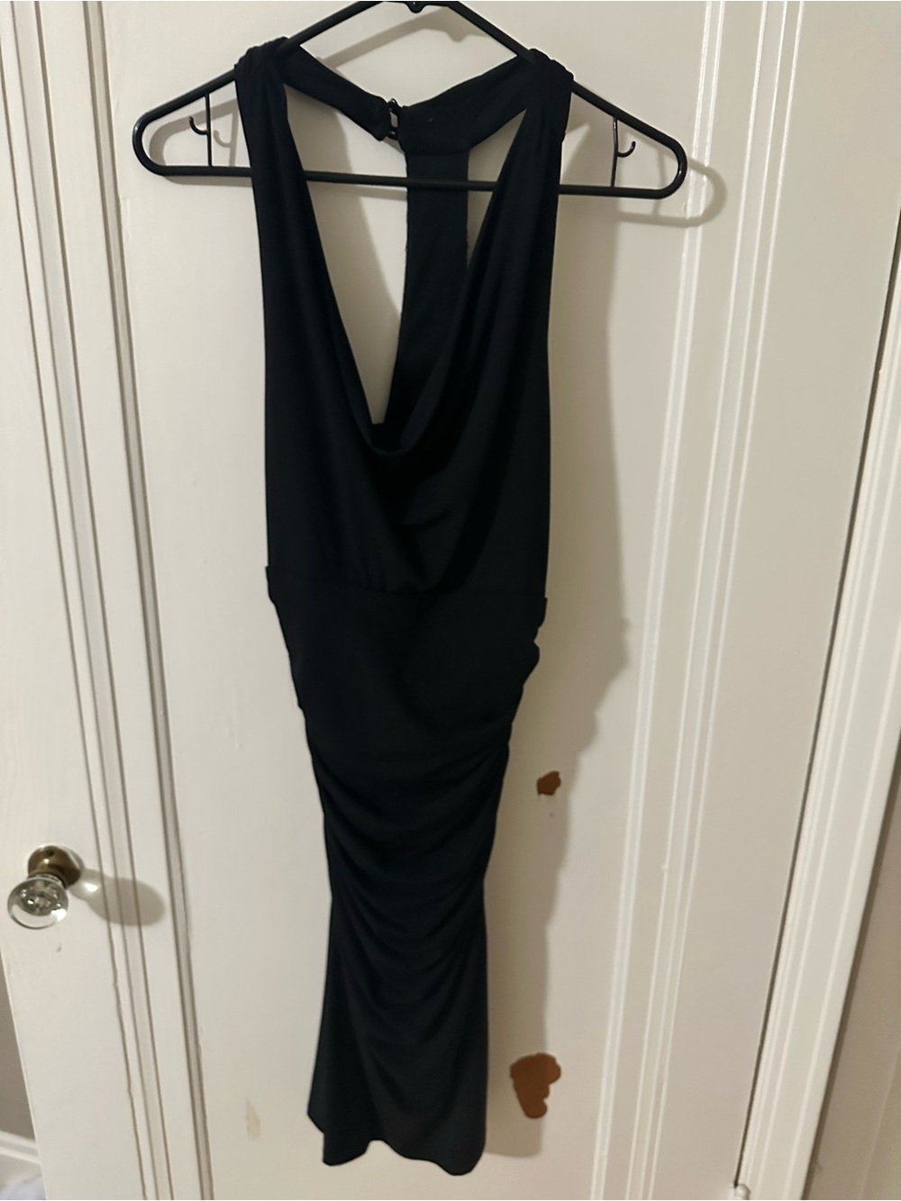 Black Sleeveless Draped Back Midi Dress - Women